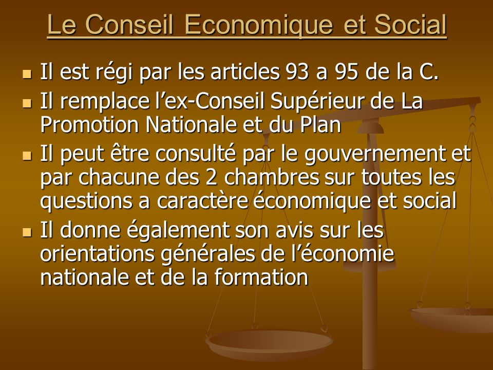Le Conseil Economique et Social