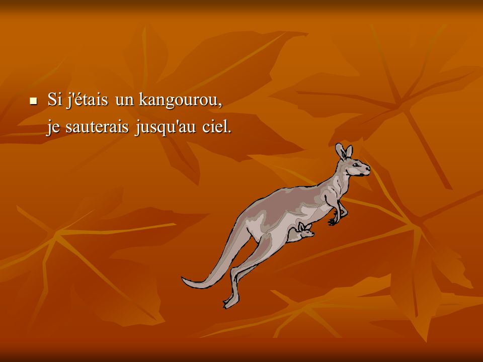 Si j étais un kangourou, je sauterais jusqu au ciel.