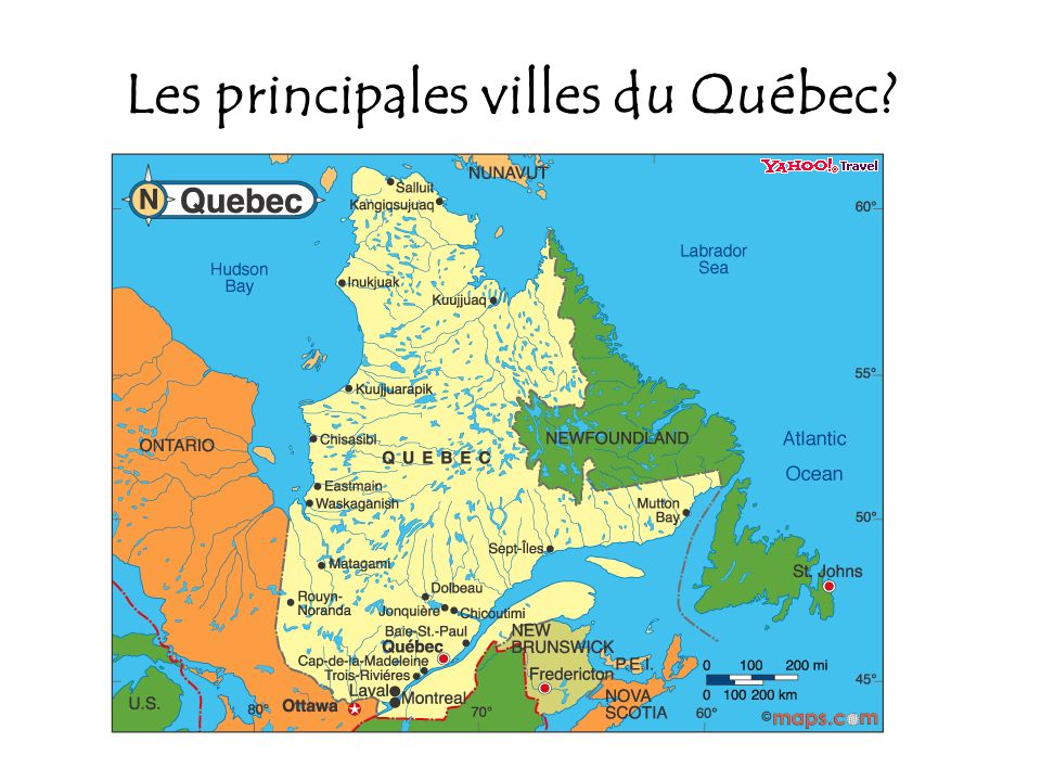 Les principales villes du Québec