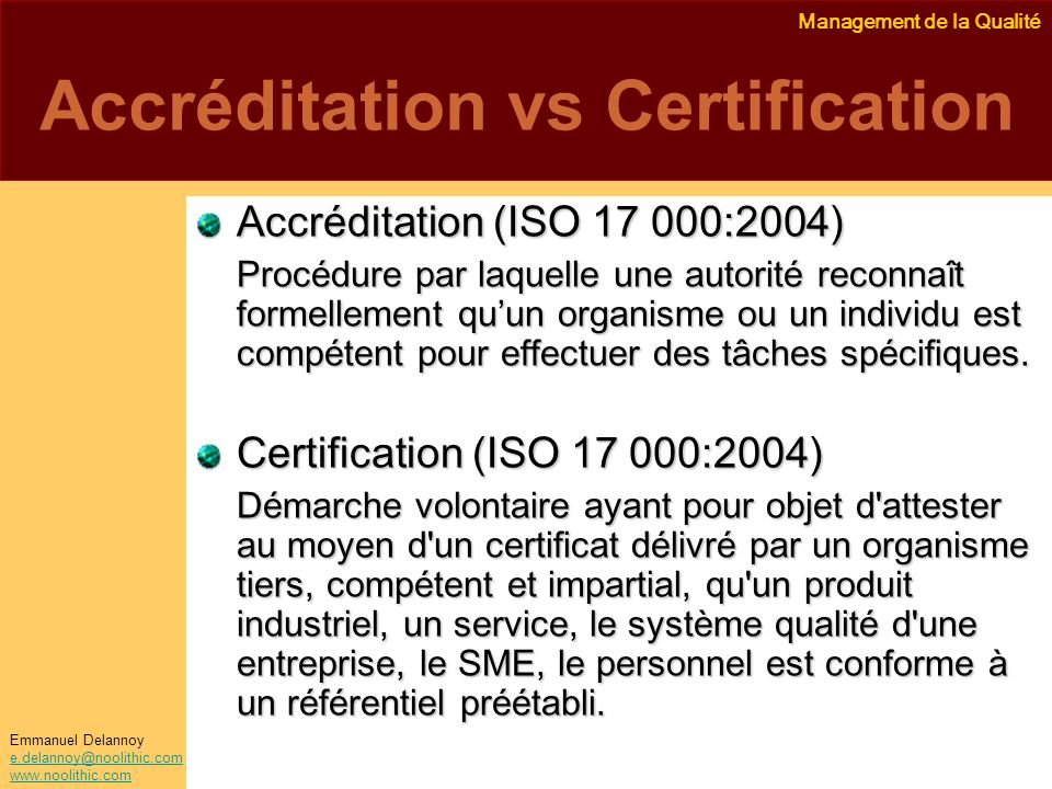Accréditation vs Certification