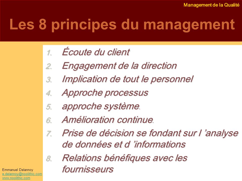 Les 8 principes du management