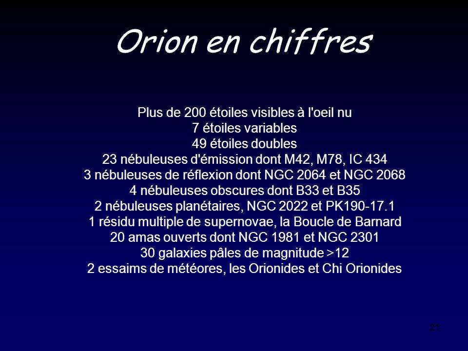 Orion en chiffres Plus de 200 étoiles visibles à l oeil nu