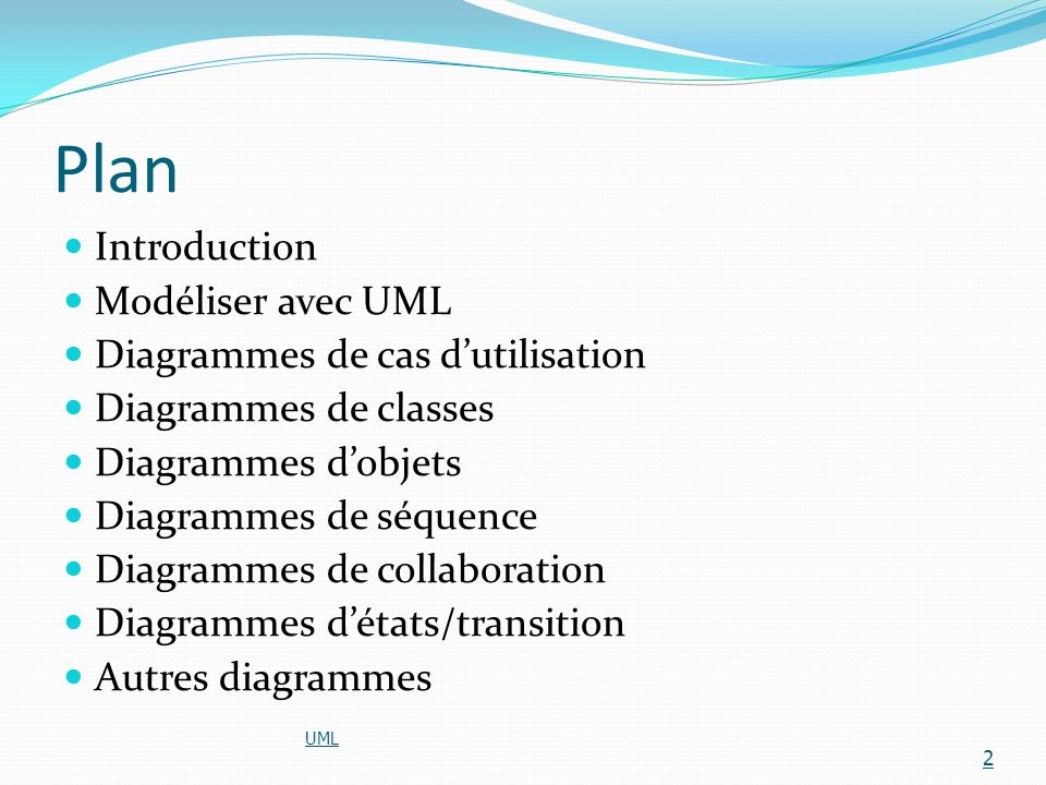 Plan Introduction Modéliser avec UML Diagrammes de cas d’utilisation