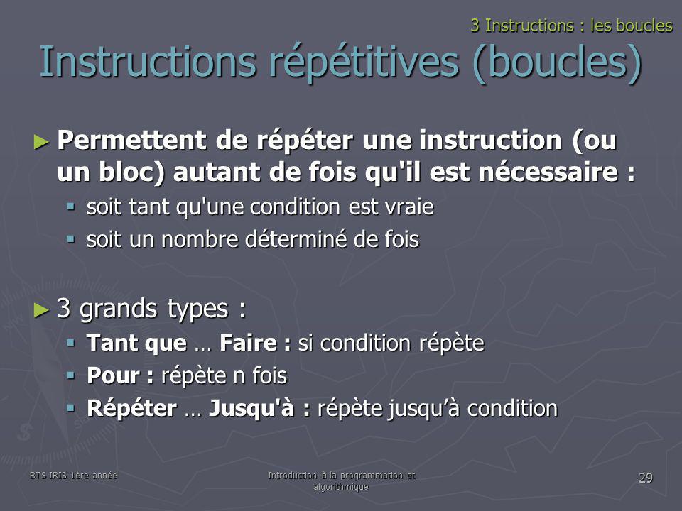 Instructions répétitives (boucles)