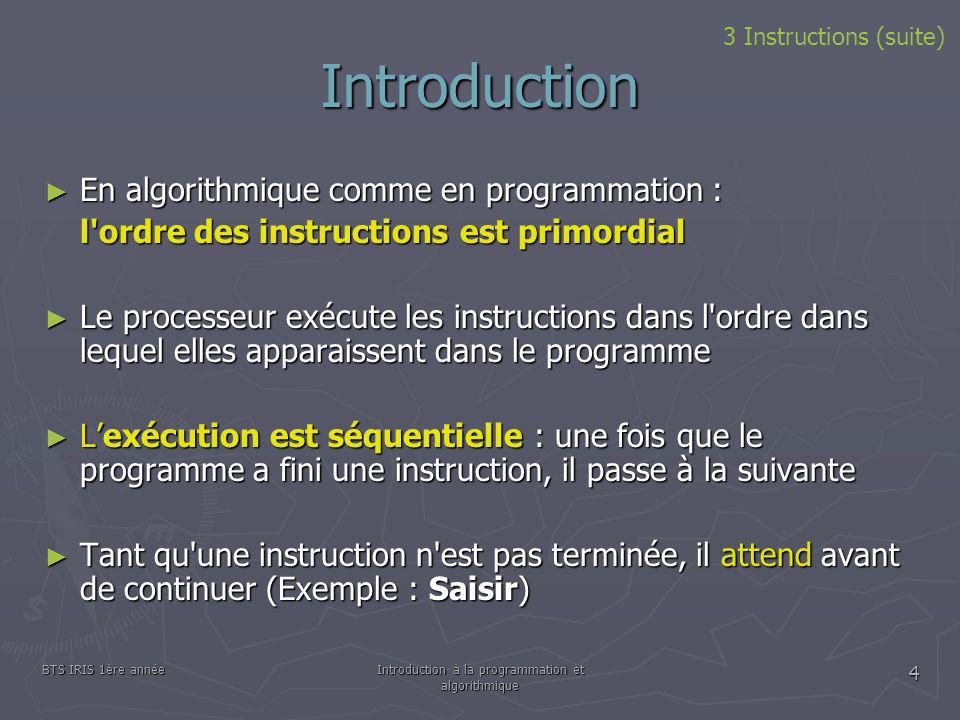 Introduction à la programmation et algorithmique