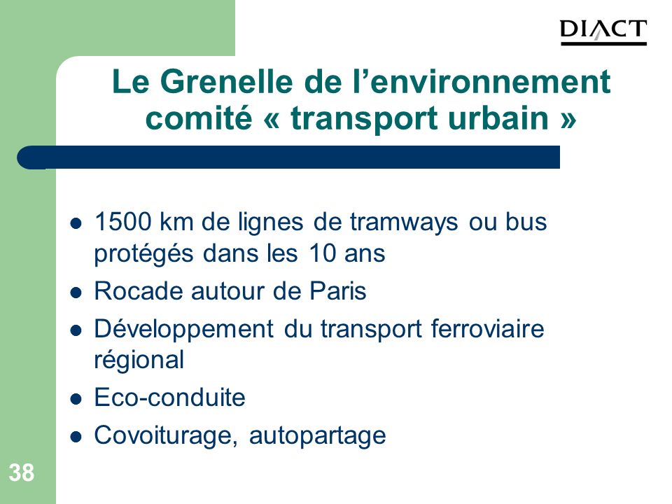 Le Grenelle de l’environnement comité « transport urbain »