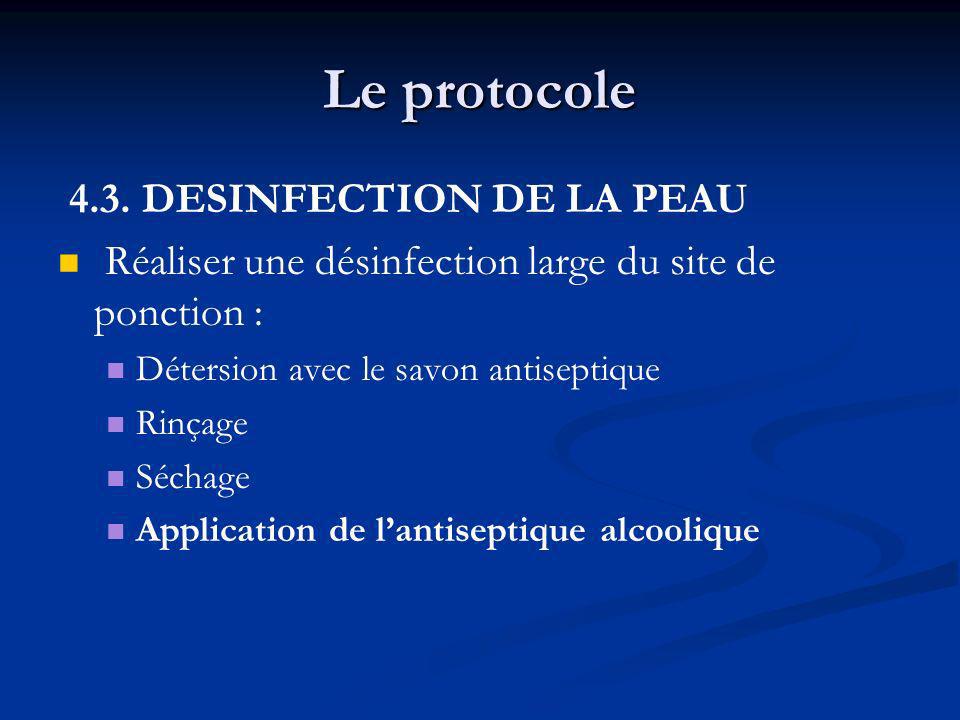 Le protocole 4.3. DESINFECTION DE LA PEAU