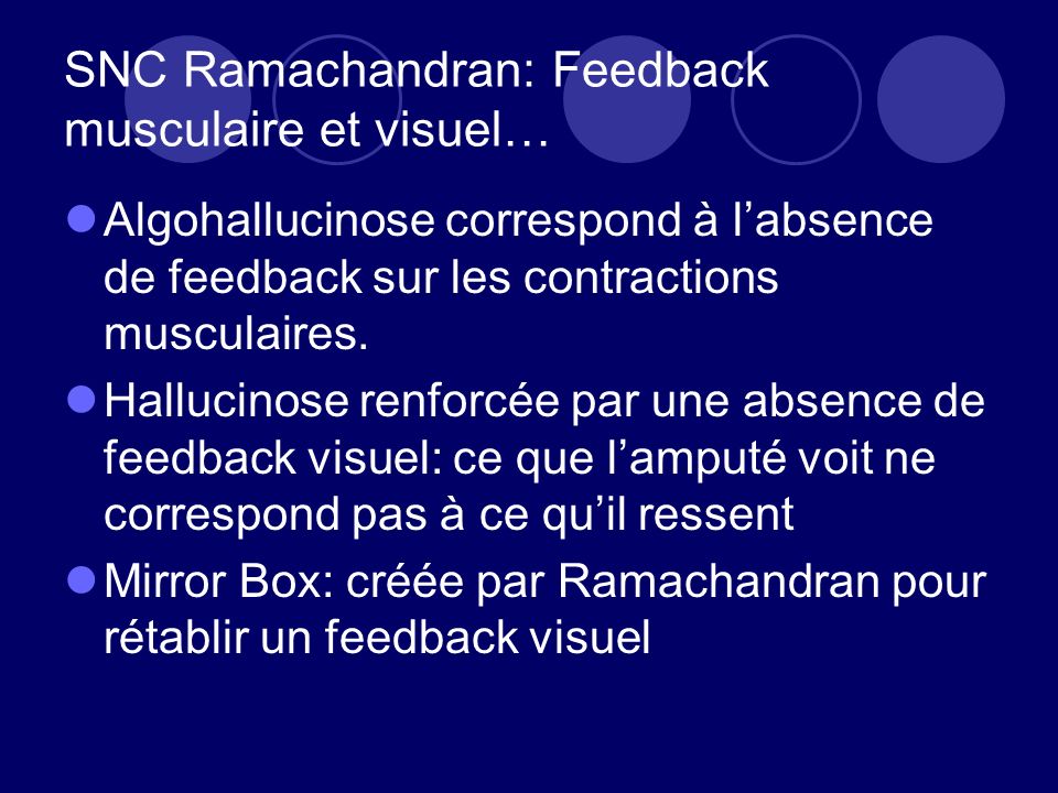 SNC Ramachandran: Feedback musculaire et visuel…