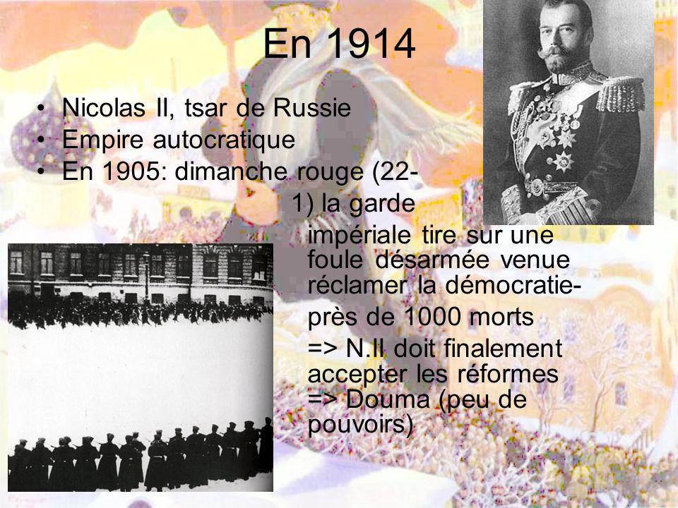 En 1914 Nicolas II, tsar de Russie Empire autocratique