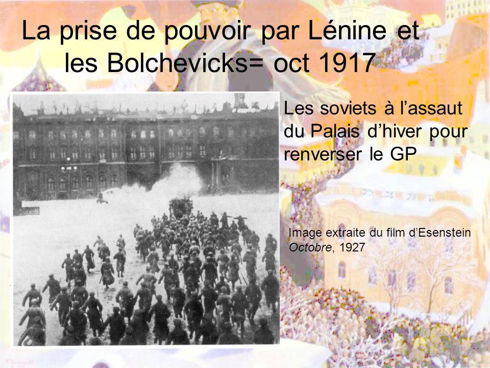 La prise de pouvoir par Lénine et les Bolchevicks= oct 1917