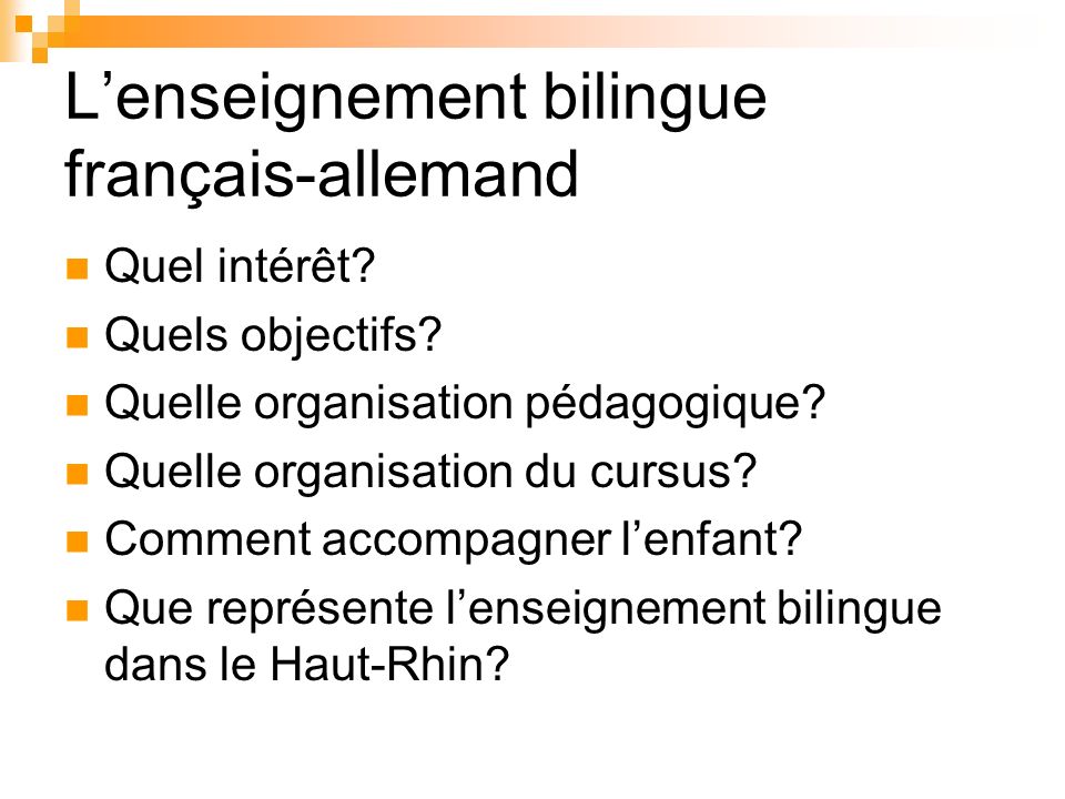 L’enseignement bilingue français-allemand