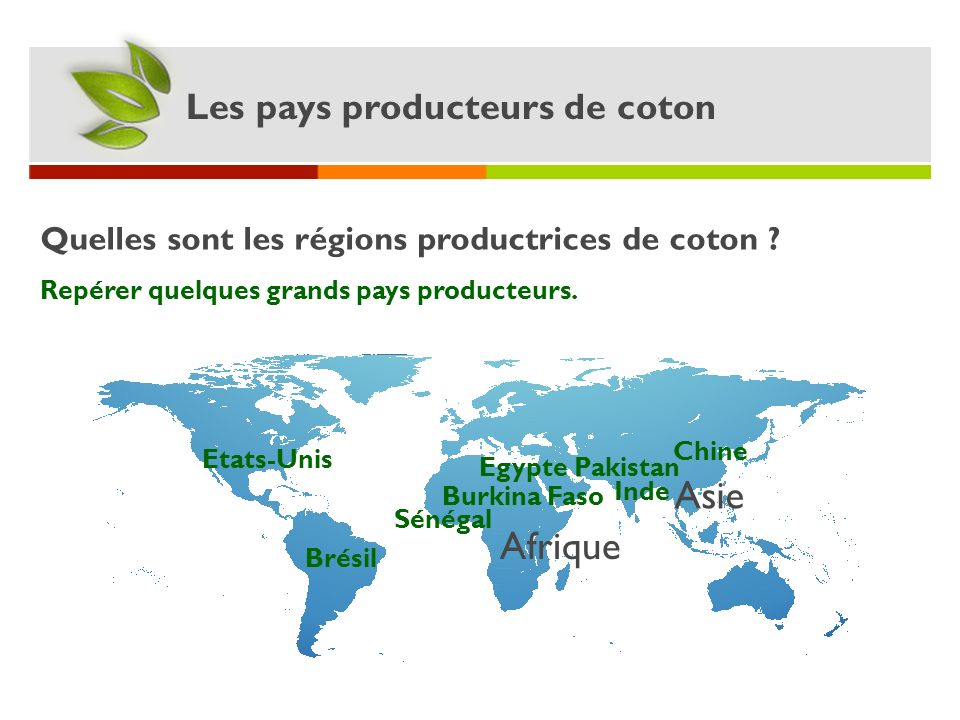 Asie Afrique Les pays producteurs de coton