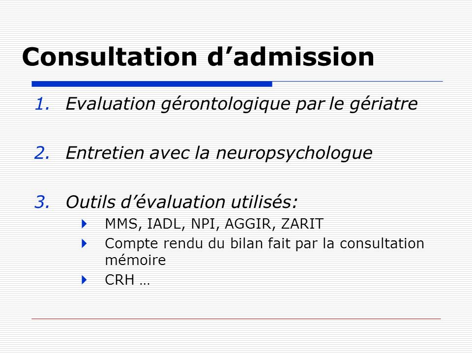 Consultation d’admission