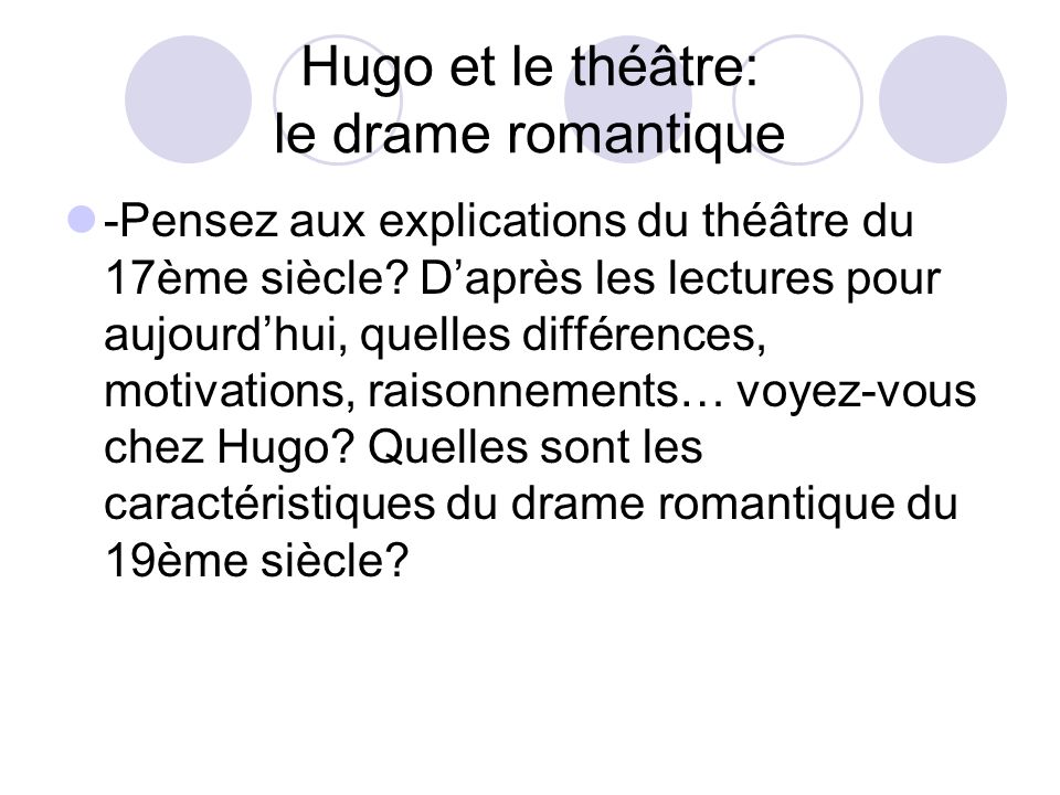 Hugo et le théâtre: le drame romantique