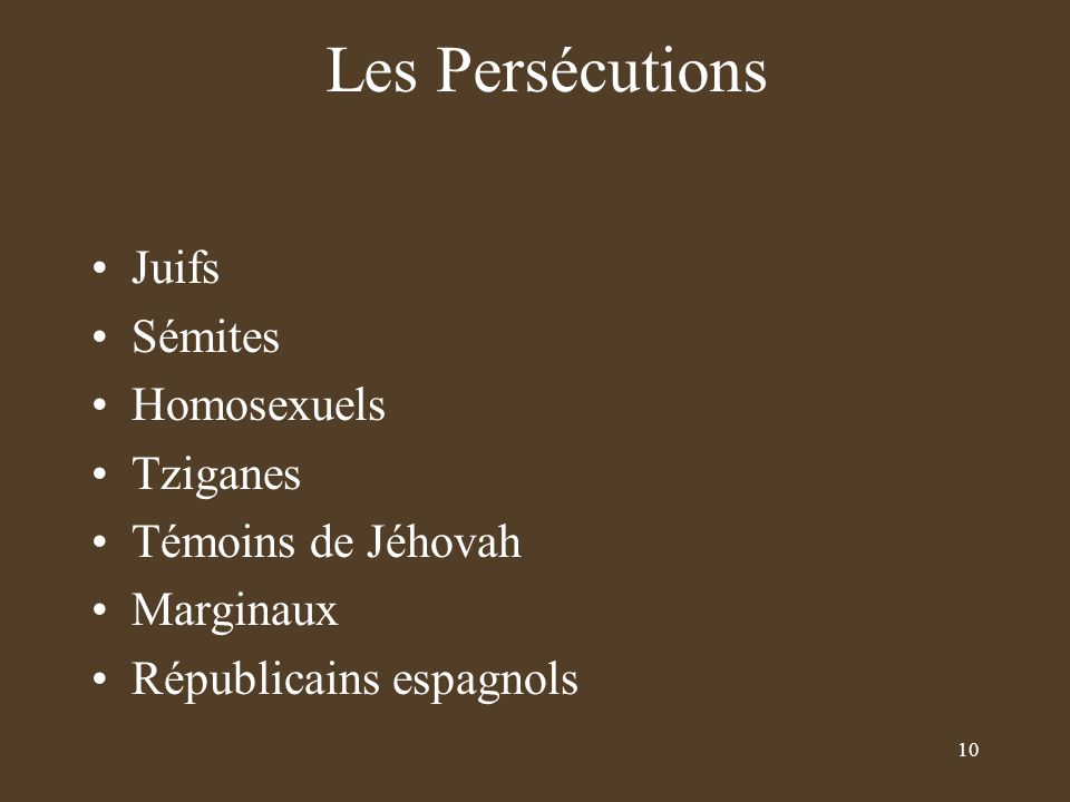Les Persécutions Juifs Sémites Homosexuels Tziganes Témoins de Jéhovah