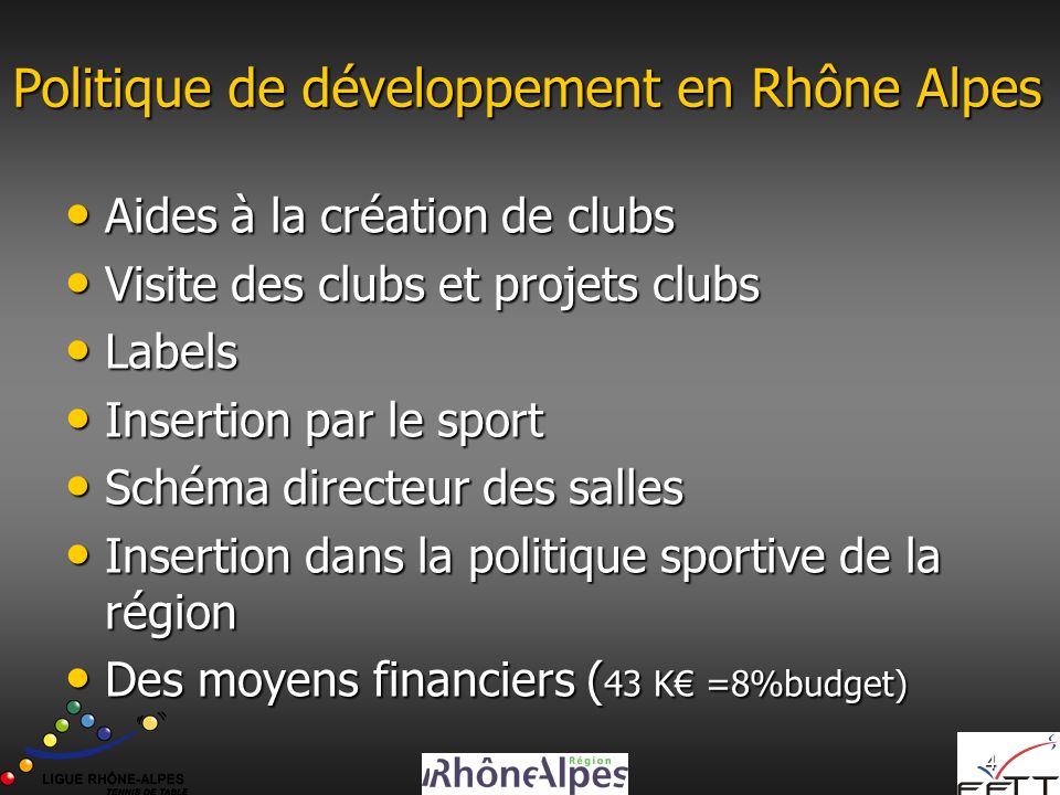 Politique de développement en Rhône Alpes