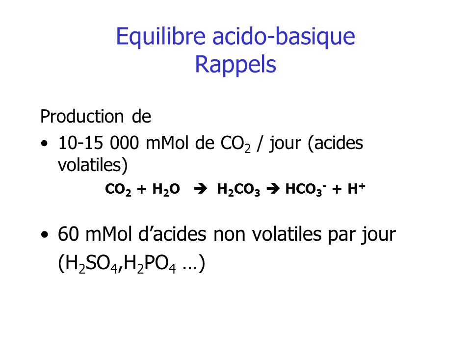 Equilibre acido-basique Rappels