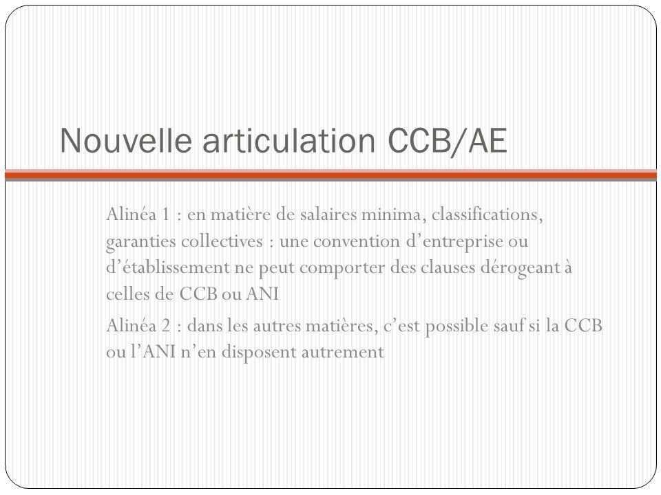 Nouvelle articulation CCB/AE