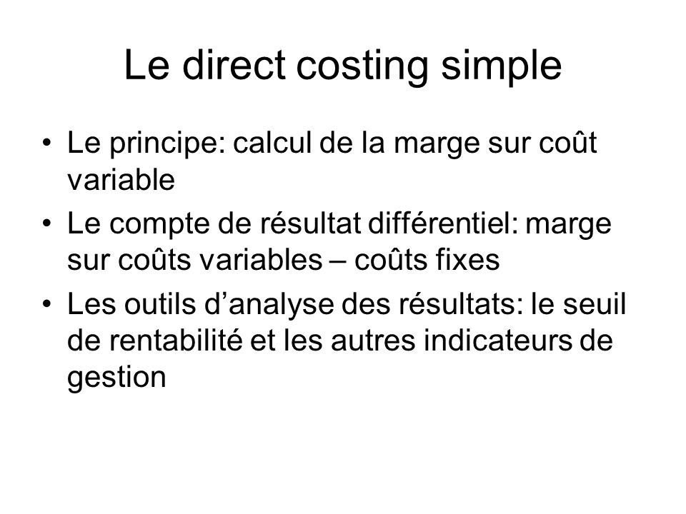 Le direct costing simple