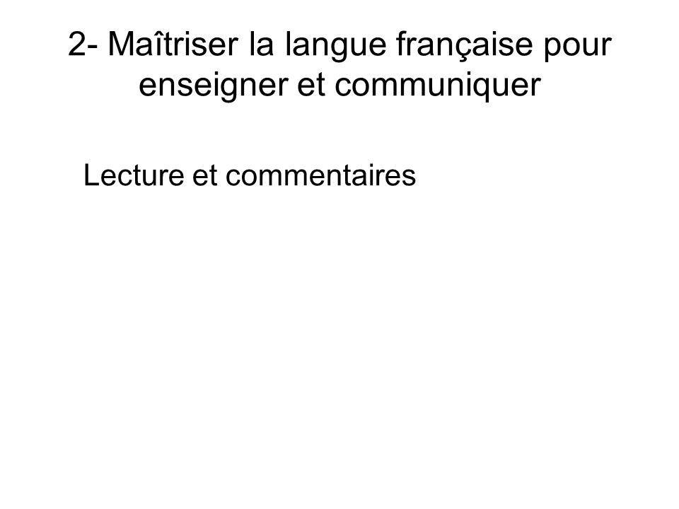2- Maîtriser la langue française pour enseigner et communiquer