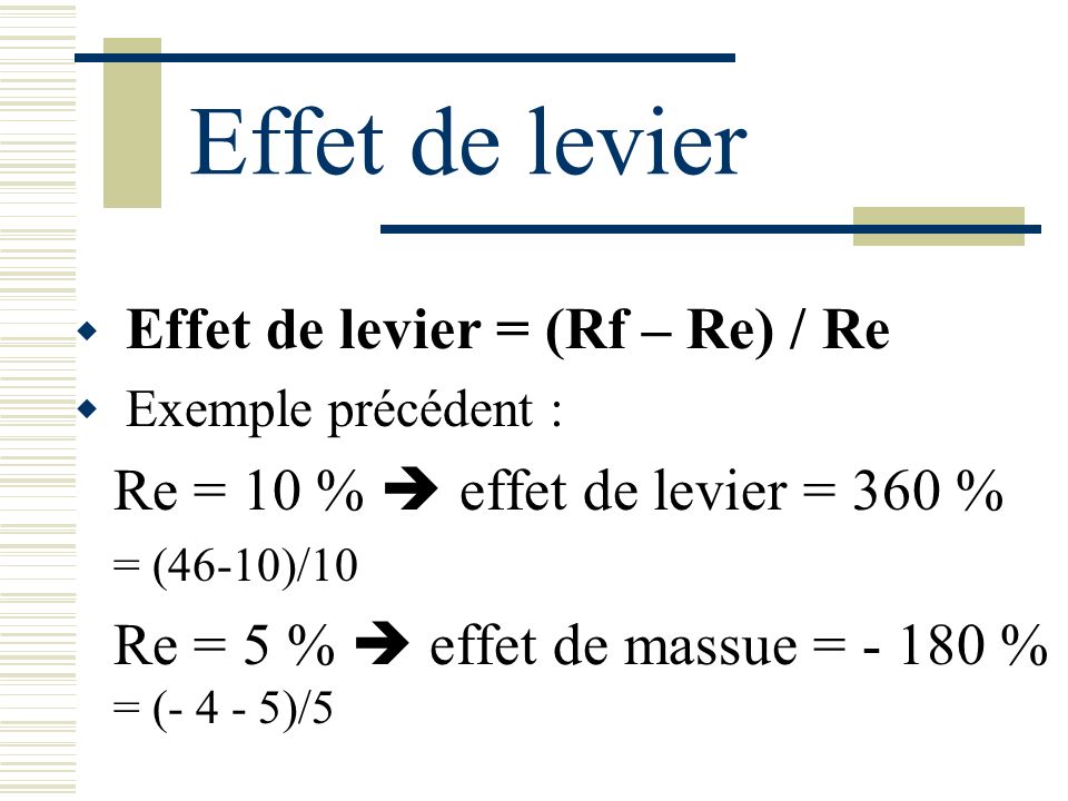 Effet de levier Re = 10 %  effet de levier = 360 %
