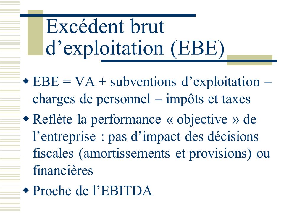 Excédent brut d’exploitation (EBE)
