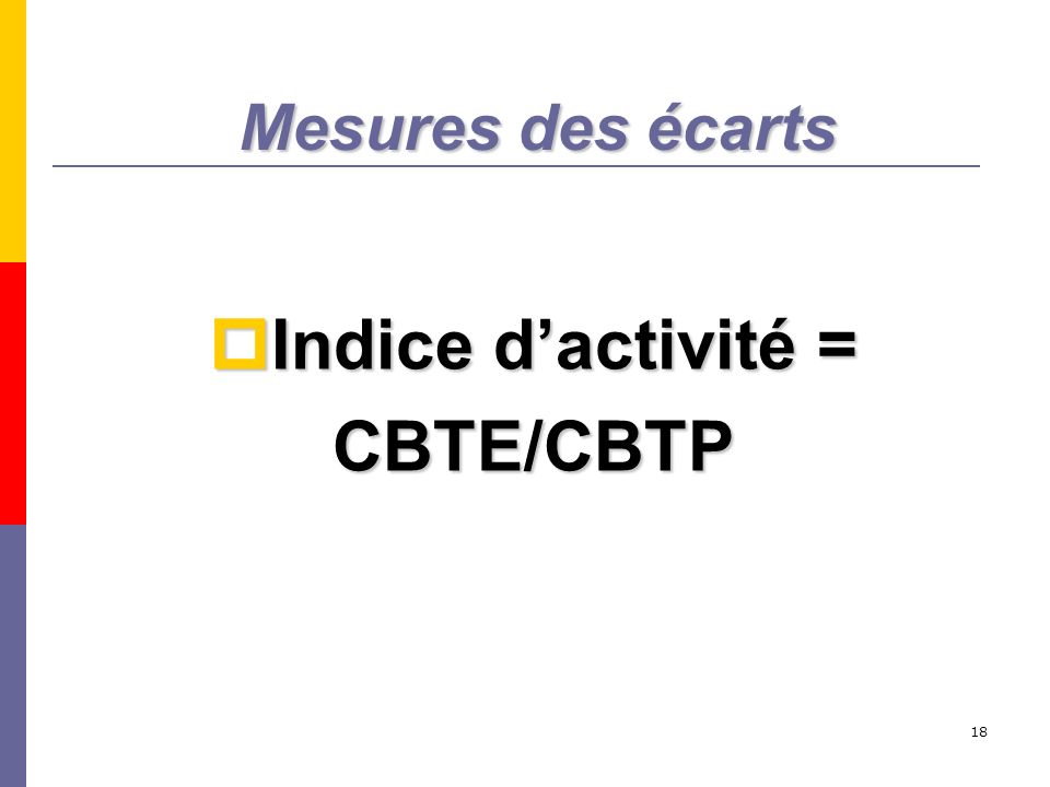 Indice d’activité = CBTE/CBTP