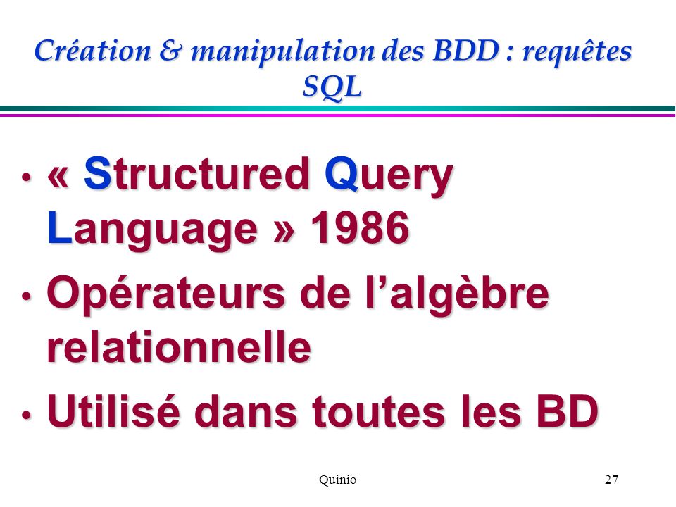 Création & manipulation des BDD : requêtes SQL