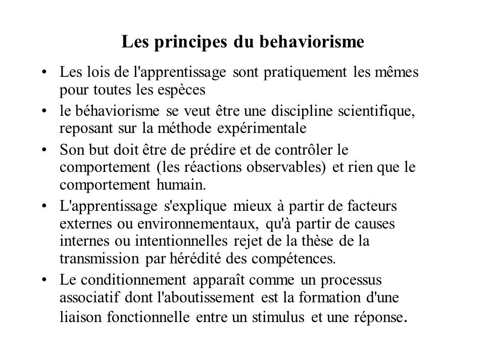 Les principes du behaviorisme