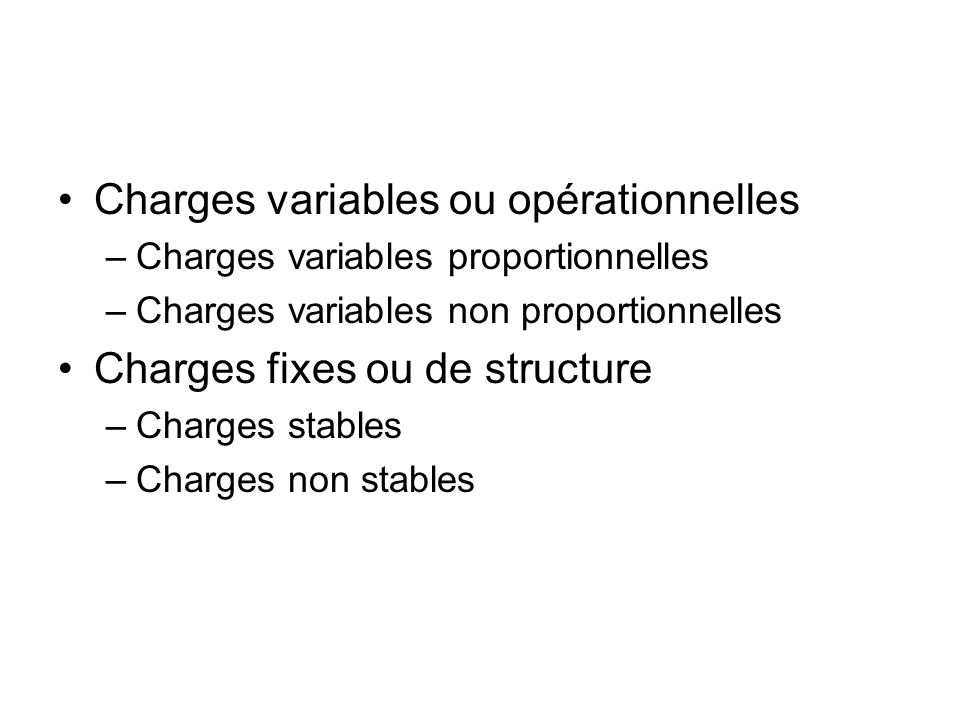 Charges variables ou opérationnelles