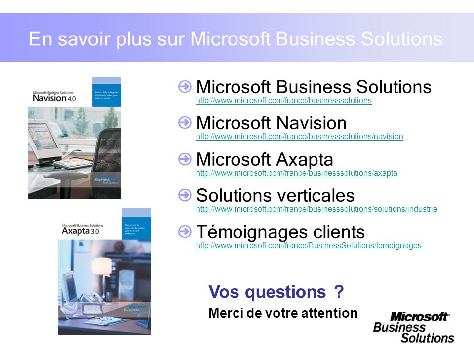 En savoir plus sur Microsoft Business Solutions