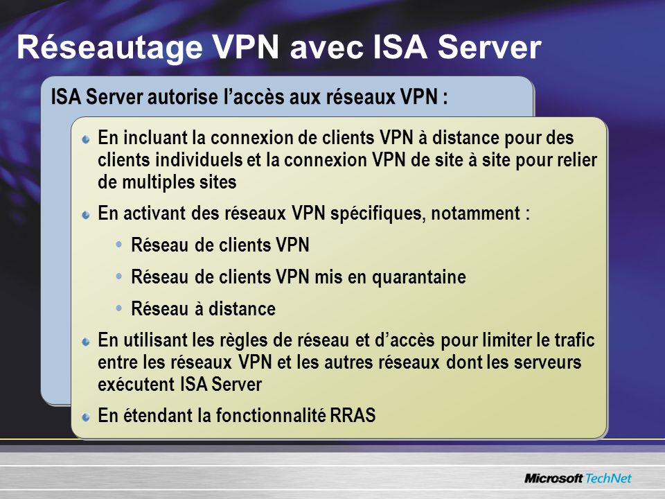 Réseautage VPN avec ISA Server