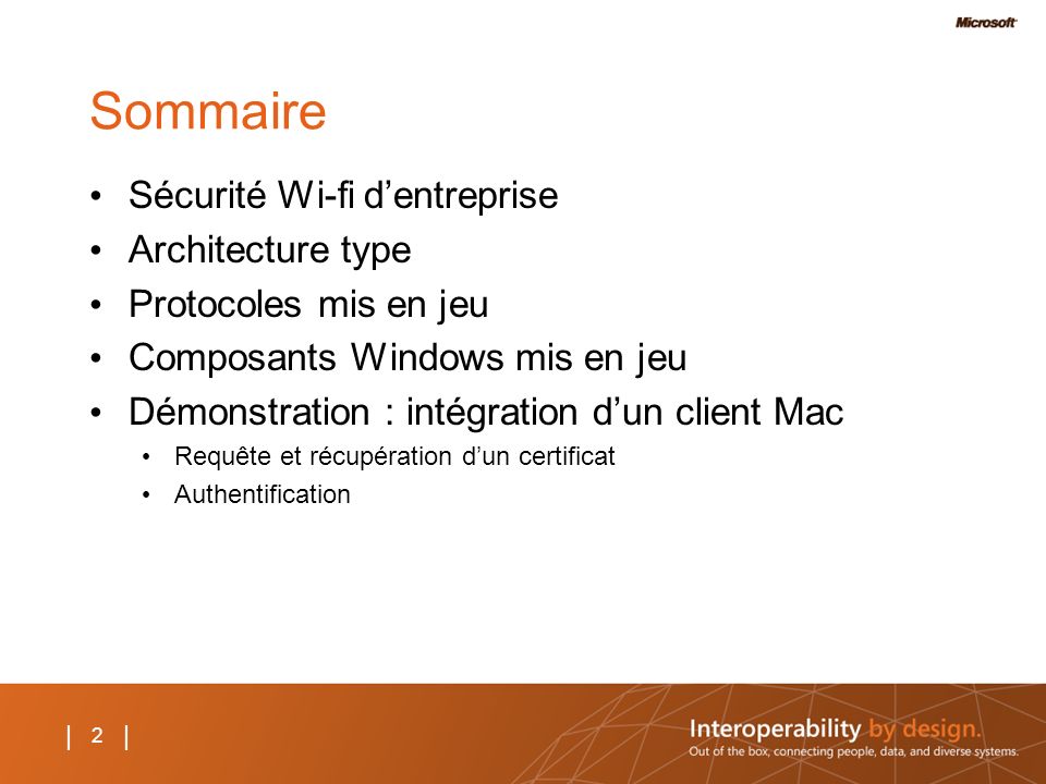 Sommaire Sécurité Wi-fi d’entreprise Architecture type
