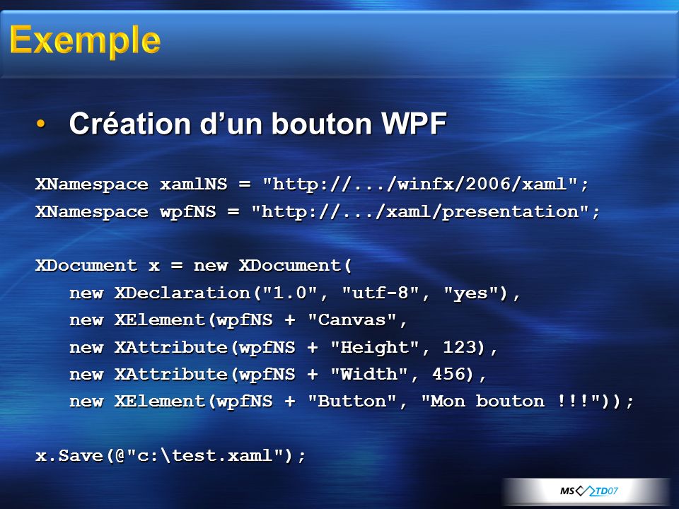 Exemple Création d’un bouton WPF