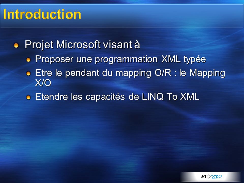 Introduction Projet Microsoft visant à