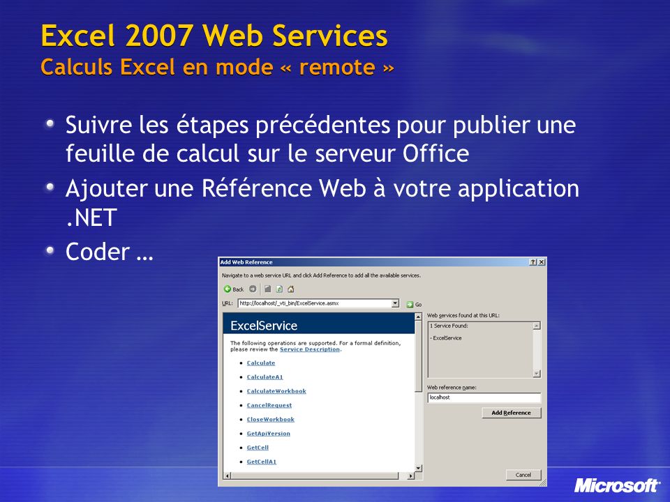 Excel 2007 Web Services Calculs Excel en mode « remote »