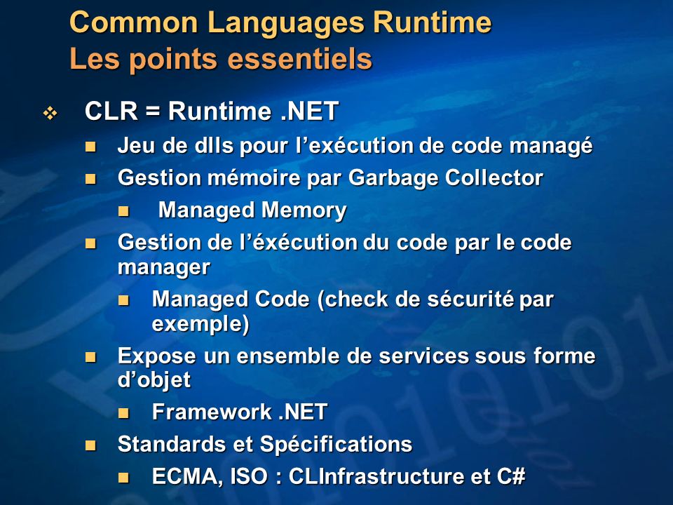 Common Languages Runtime Les points essentiels