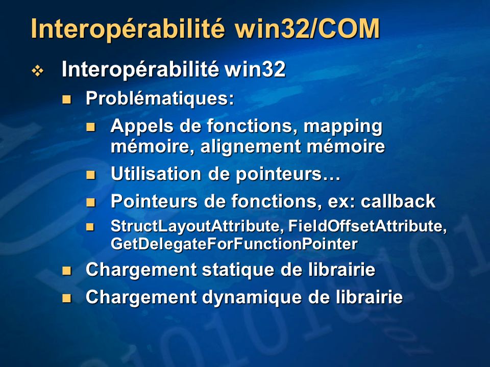 Interopérabilité win32/COM
