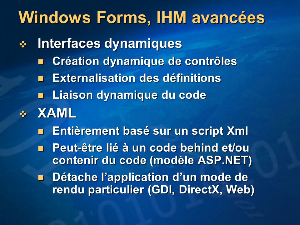 Windows Forms, IHM avancées