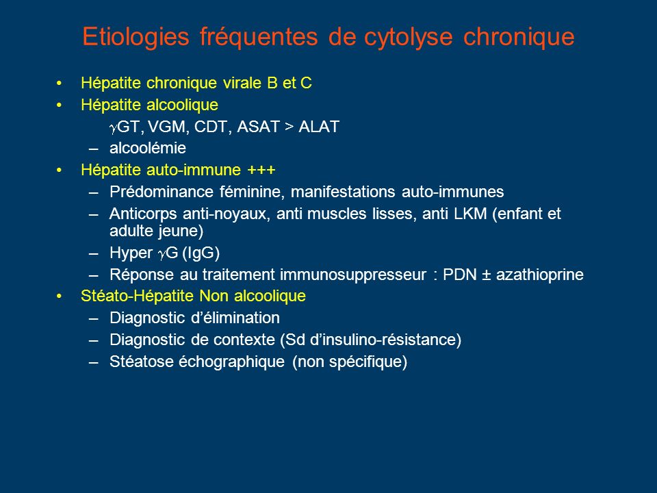Etiologies fréquentes de cytolyse chronique