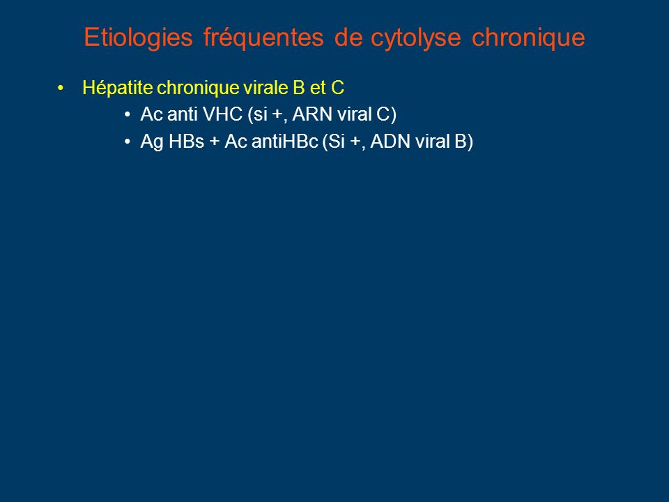 Etiologies fréquentes de cytolyse chronique