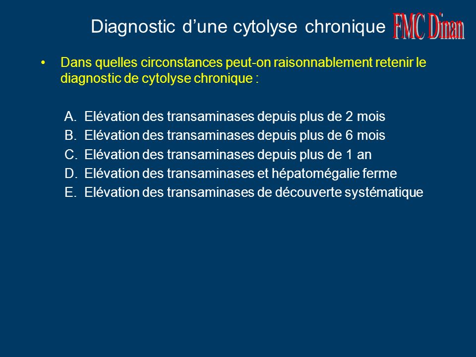 Diagnostic d’une cytolyse chronique