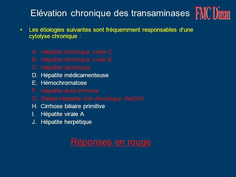 Elévation chronique des transaminases