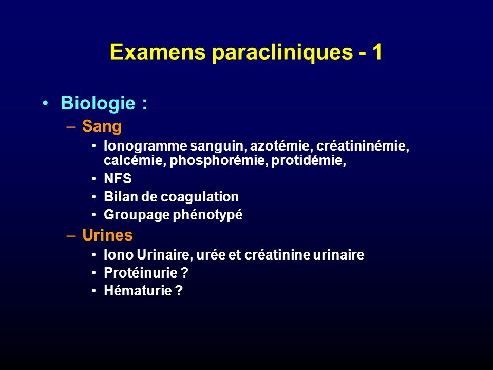 Examens paracliniques - 1