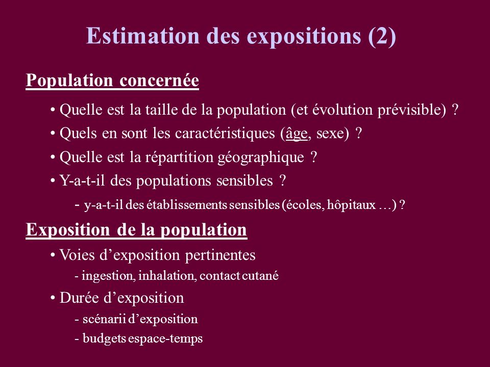 Estimation des expositions (2)