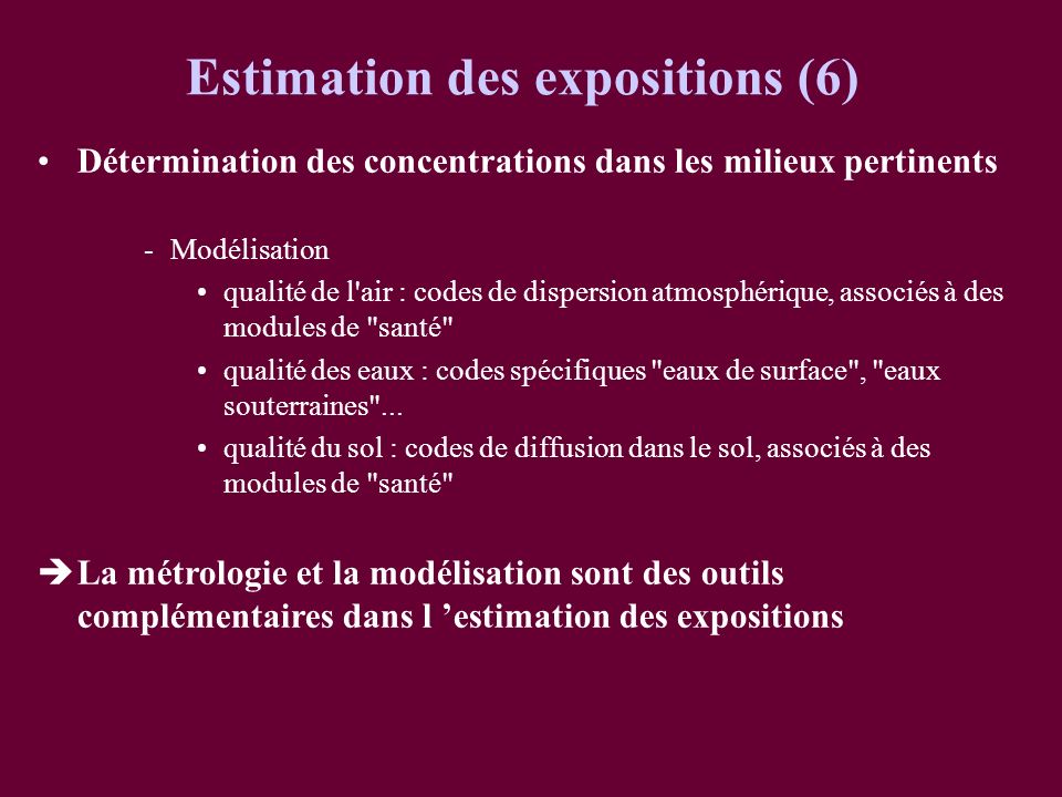 Estimation des expositions (6)