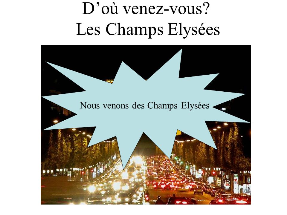 D’où venez-vous Les Champs Elysées