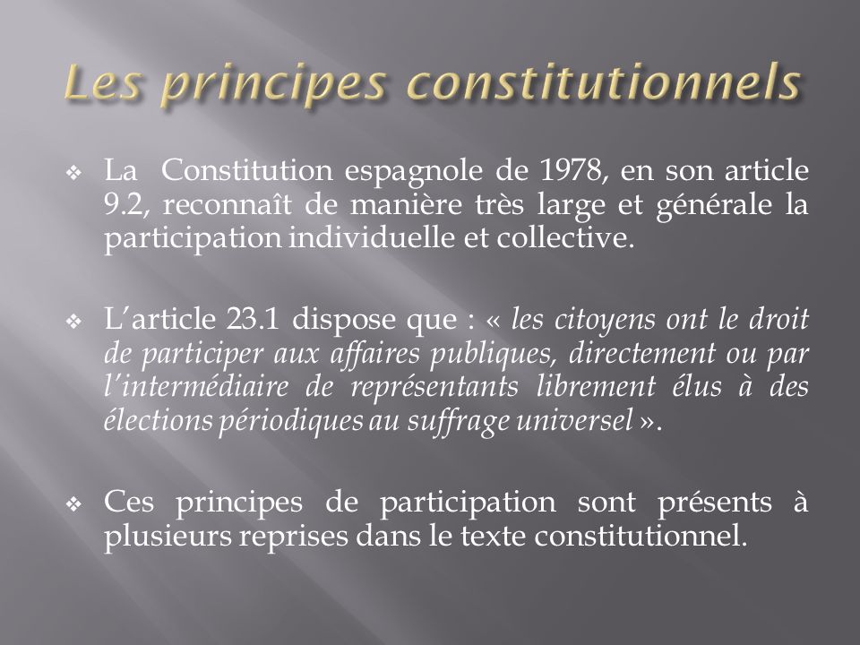 Les principes constitutionnels