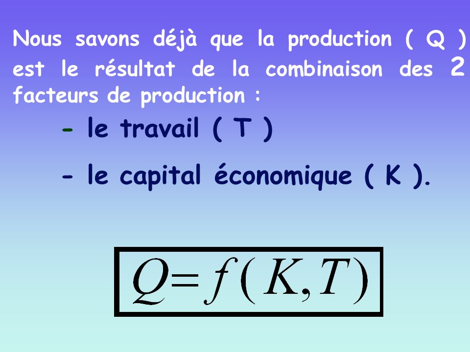 - le capital économique ( K ).