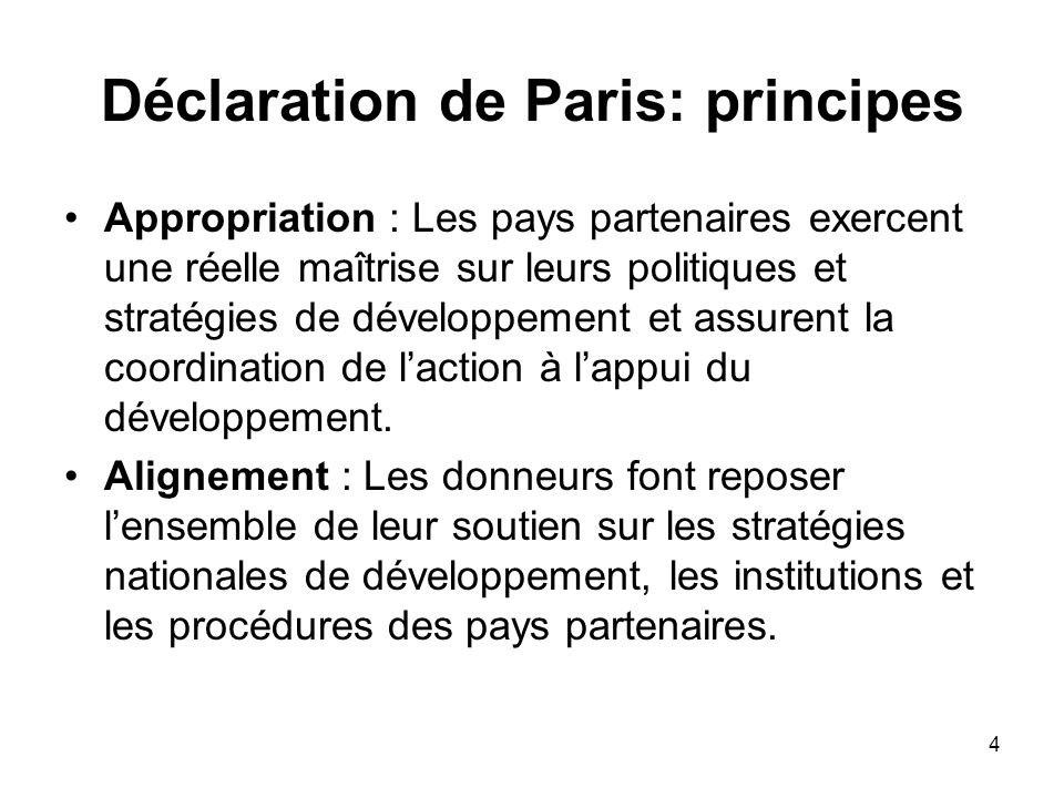 Déclaration de Paris: principes